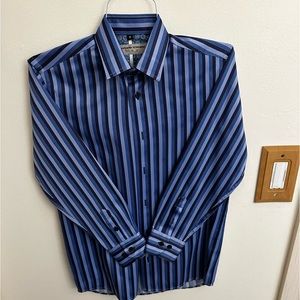 Boys blue &  black striped Italian dress shirt in like new condition size 10